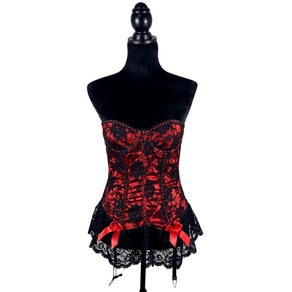 Vtg Y2K/90's Frederick's Of Hollywood Vampire Corest Lingerie Mallgoth Emo Sz M
